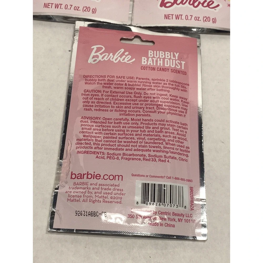 BUBBLY BATH DUST barbie‎ COTTON CANDY kids bath bomb dust relax LOT OF 3